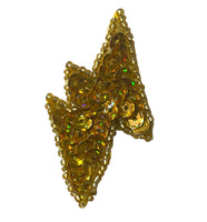 Gold Lightning Bolt with Laser Sequins and Beads 2.25