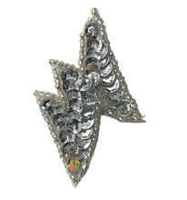 Load image into Gallery viewer, Silver Lightning Bolt with Sequins and Beads 2.25&quot; x 2&quot;