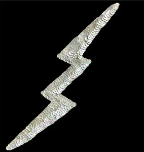 White Lightning Bolt with Sequins 11" x 2"