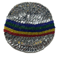 Load image into Gallery viewer, Beach Ball with Silver Sequins and Rainbow Beads 3.5&quot; x 3.5&quot;