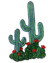 Load image into Gallery viewer, Cactus with Green tone Flowers all Beaded 8&quot; x 5&quot;
