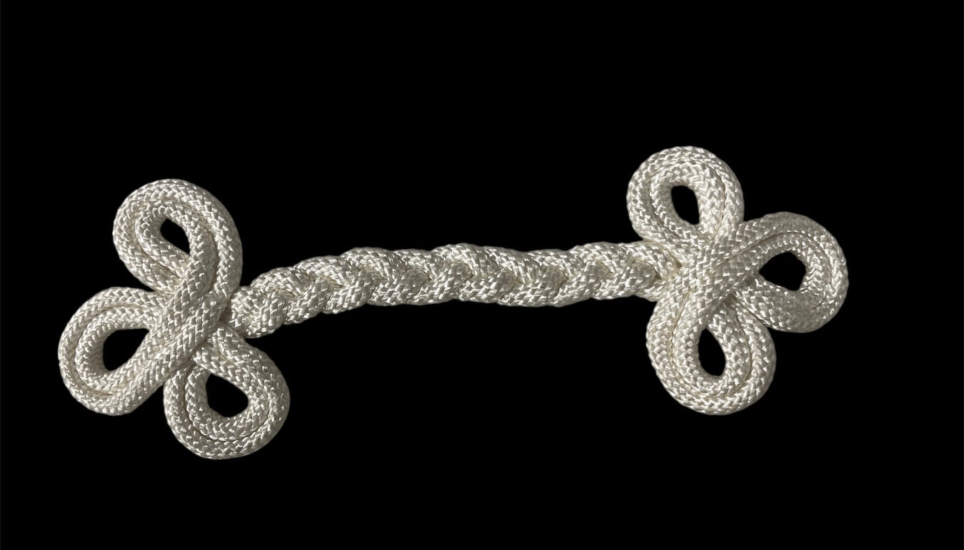 Braided Long White Frog Closure 7.5" x 2.5"