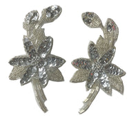 Flower Pair with Silver Sequins and Beads 6