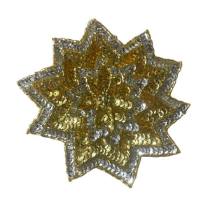 Flower with Silver and Gold Sequins and Beads 5"