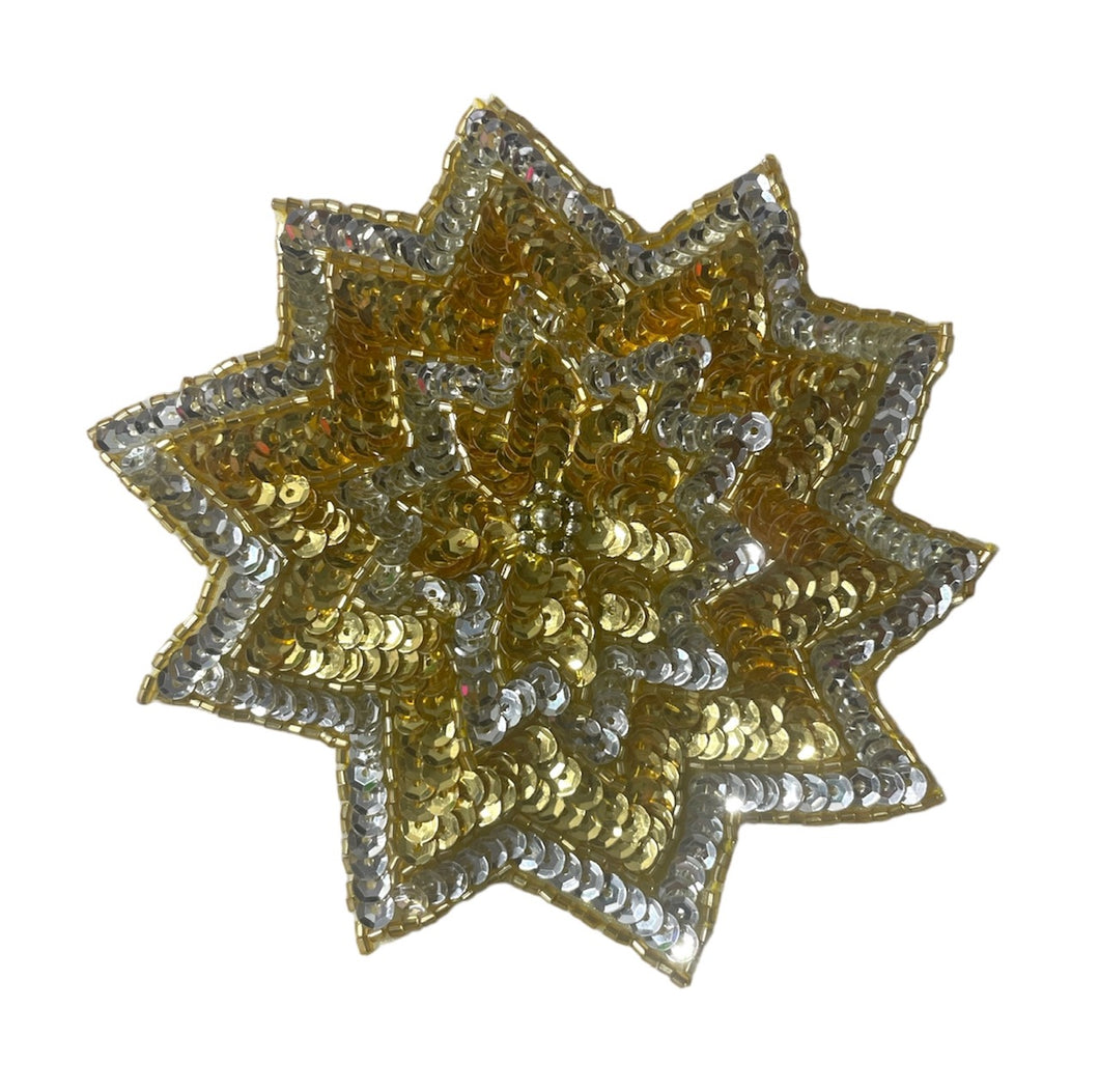 Flower with Silver and Gold Sequins and Beads 5