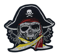Load image into Gallery viewer, Pirate Embroidered Iron-On 3.5&quot; x 4&quot;