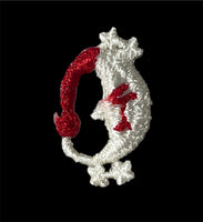 Embroidered Crescent Moon and Stars Red And White 1.25