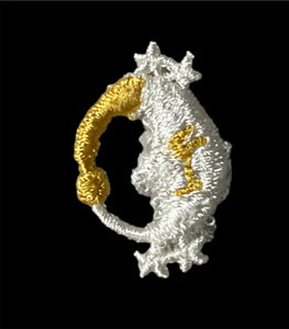 Embroidered Crescent Moon and Stars with Gold and White 1.25" x .75"