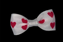 Load image into Gallery viewer, Bow White with Red Hearts Embroidered 2&quot; x 1&quot;