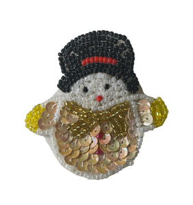 Choice of Size Snowman with Beige Sequins and Multi-Colored Beads