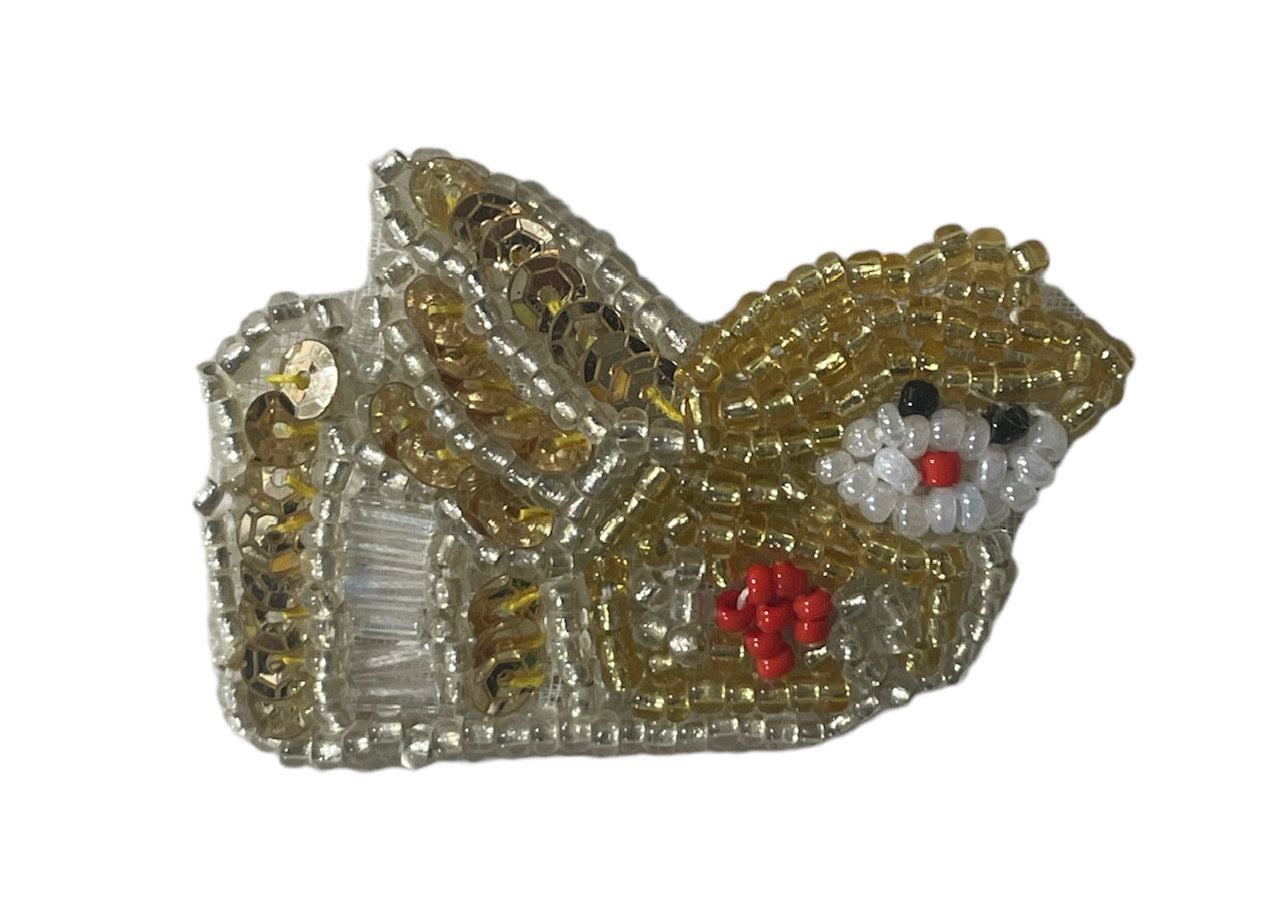 Angel Flying with Gold Sequins and Beads 2" x 1.5"