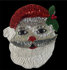 Choice of Size Santa Face with White Beard and Holly