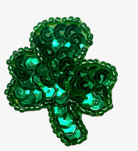 Load image into Gallery viewer, Three Leaf Clover with Green Sequins and Beads 1.5&quot; x 1.25&quot;