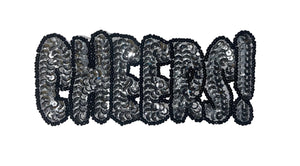 CHEERS! or CHEER! Holiday Word Silver Sequins an Black Beads 2" x 5" and 4.25"