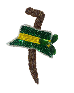 St Patrick's Day Hat and Brown Walking Cane 5.25" X 3.5"