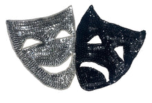 Load image into Gallery viewer, Mardi Gras Mask Silver and Black Sequins 6&quot; X 10&quot;