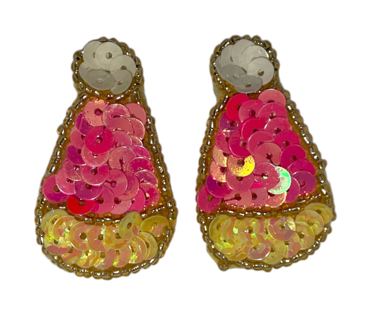 Candy Corn Pair, Sequin Beaded in 3 variants in size: 1.5", 1.75" , 2"