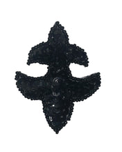 Load image into Gallery viewer, Fleur de lis black sequins and beads 2.5&quot;x 2&quot;