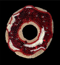 Load image into Gallery viewer, Festive Christmas Donut Red Applique Sequin Beaded 3.5&quot;