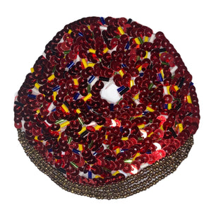 Donut with Red Sparkly Frosting 4"