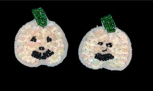 Halloween Pumpkin with Iridescent White Sequins 1.5" x1.5"