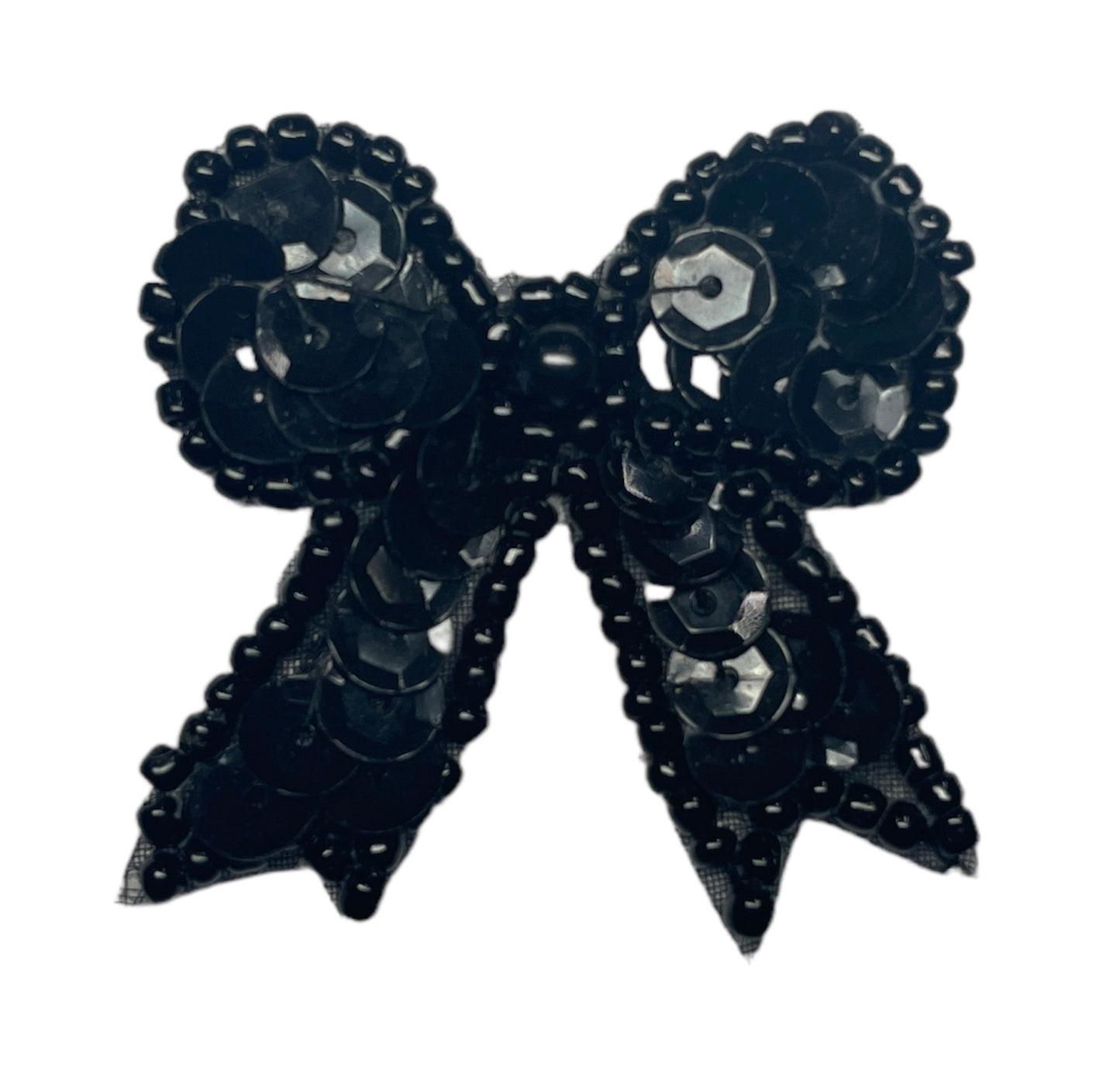 Bow with Black Sequins and Beads 1.25" x 1.25"