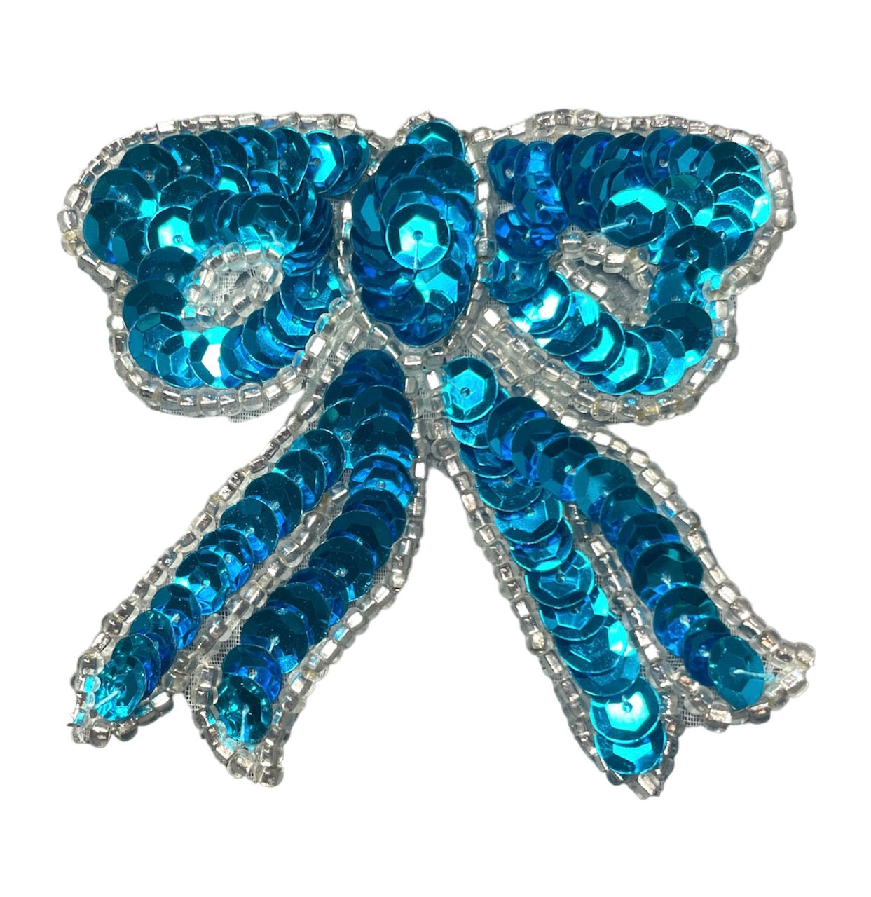 Bow Turquoise Sequins Silver Beads 3" x 2.75"