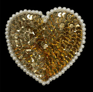 Choice of Color Heart with Sequins and Pearl Beads 3"