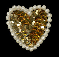 Choice of Color Heart with Sequins and Pearl Beads 1.75