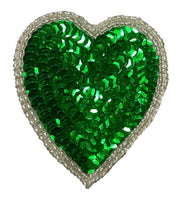 Heart Emerald Green Sequins and Beads 2.75