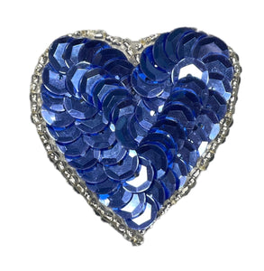 Choice of Color Blue Heart Sequins Silver Beads 1.5" x 1.5"