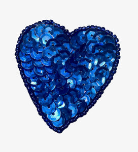Heart Royal Blue Flat Sequins and Beads 2"