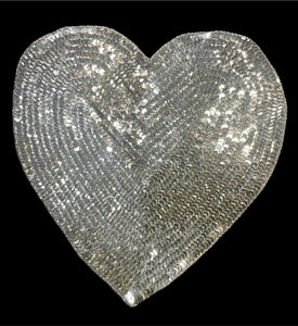 Heart with Silver Sequins and Beads 10"