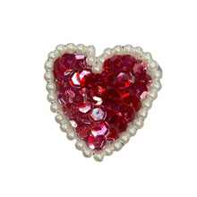 Load image into Gallery viewer, Choice of Color Heart with Sequins and Pearl Beads 1.75&quot;