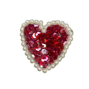Choice of Color Heart with Sequins and Pearl Beads 1.75"
