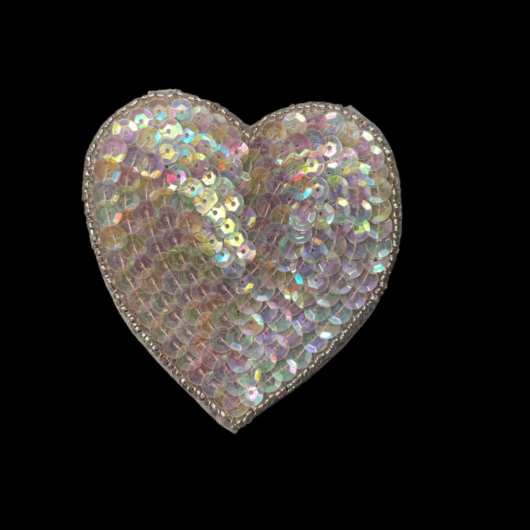 Choice of Color Pink Heart with Sequin and Bead 3.25