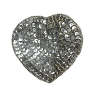 Choice of Size Heart with Silver Cupped Sequins and Beads