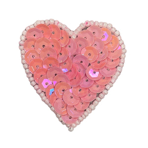 Heart with Pink Sequins and Light Pink Beads 1.5"