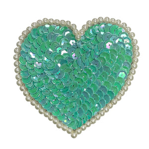 Choice of Color Heart with Sequins and Pearl Beads 3"