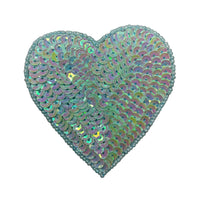 Heart Light Turquoise Iridescent with Sequin and Beads 3