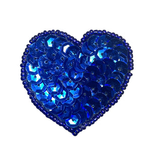 Choice of Size Heart with Royal Blue Cupped Sequins and Beads