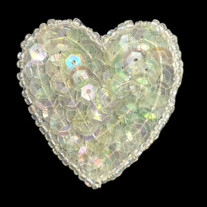 Choice of Size Heart Sequin Beaded 1.5"