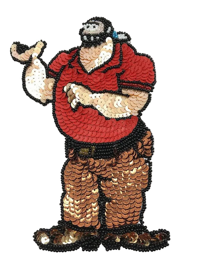 Cartoon Man with Red Shirt Multi-Color Sequins and Beads 7" x 4.5"