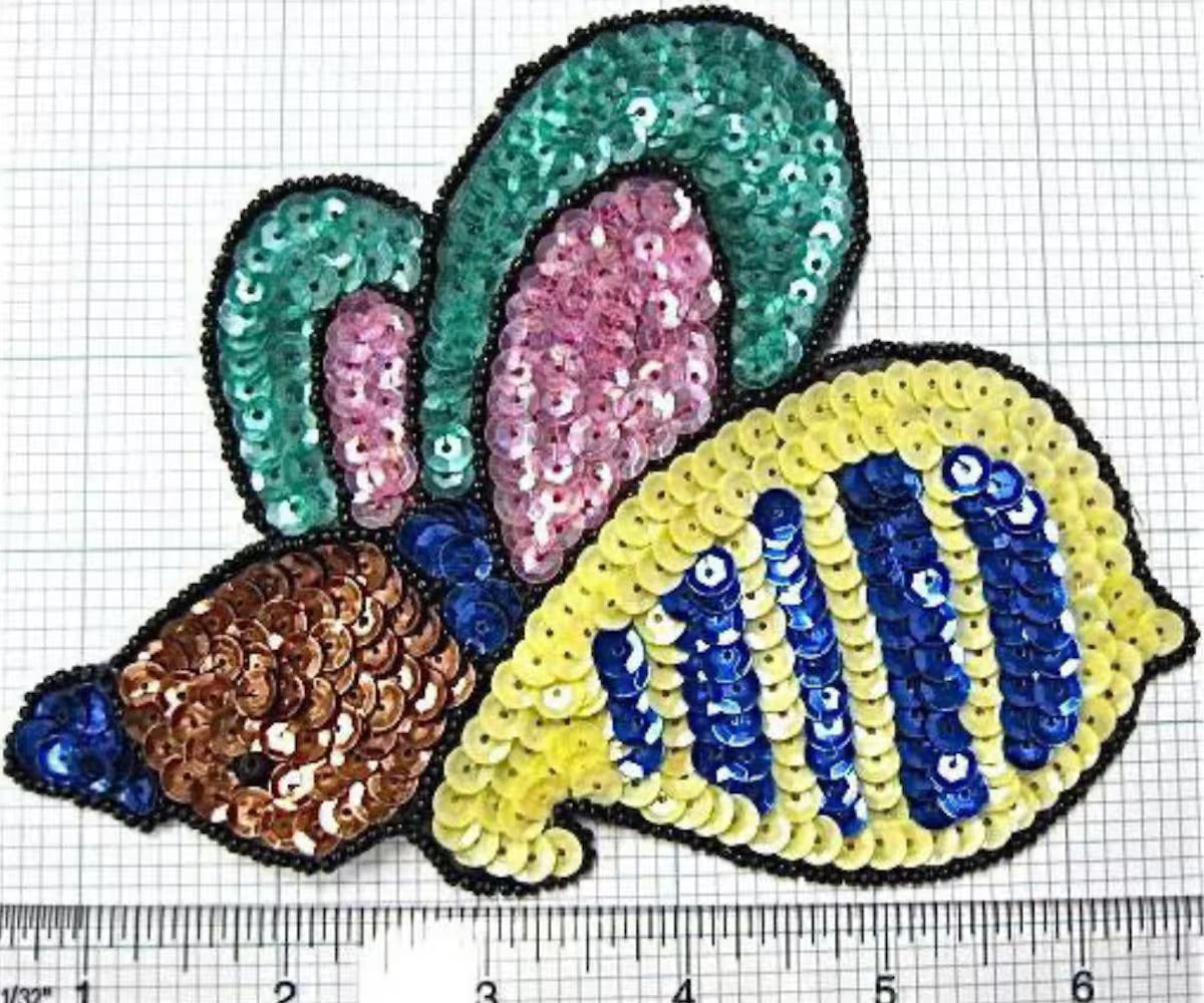 Bee Appliqué Multicolored Sequins and Beads 6" x 4.5"
