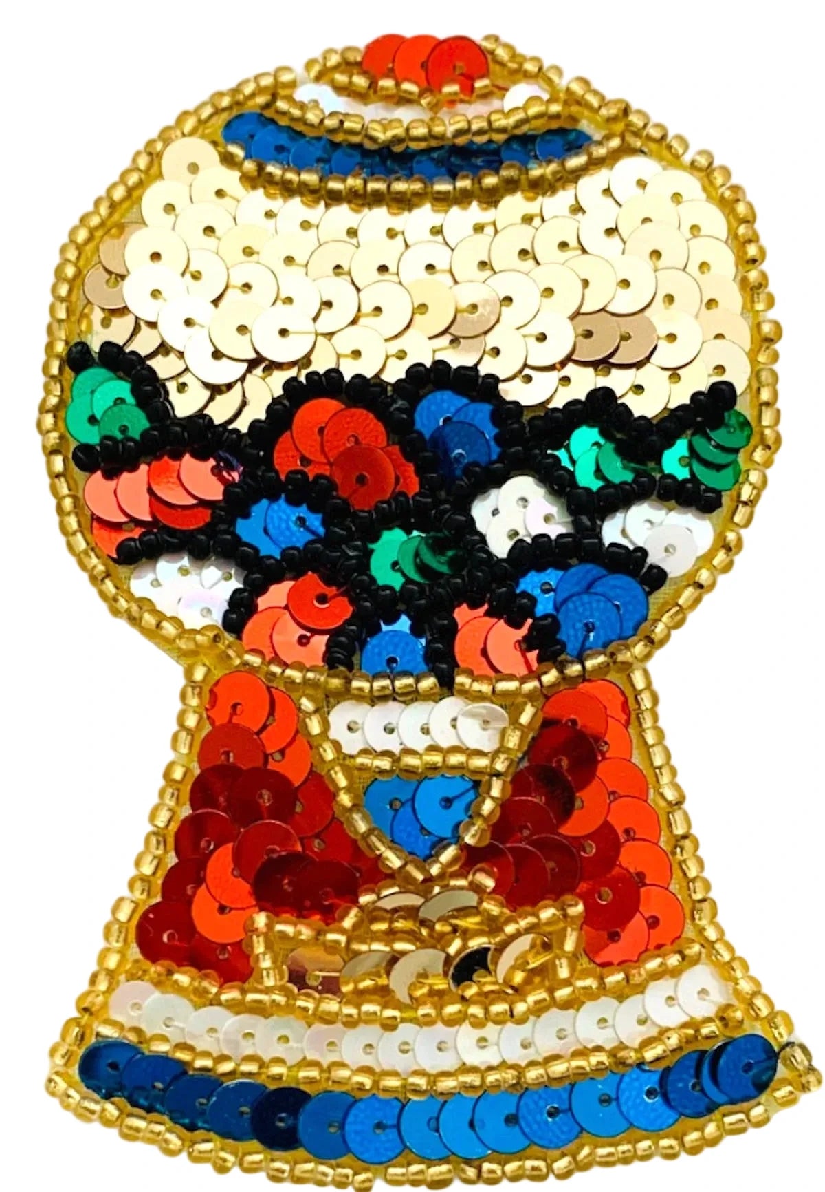 Gumball Machine Appliqué - Multicolored Sequins -Glass Beads 3.75" x 2.5"