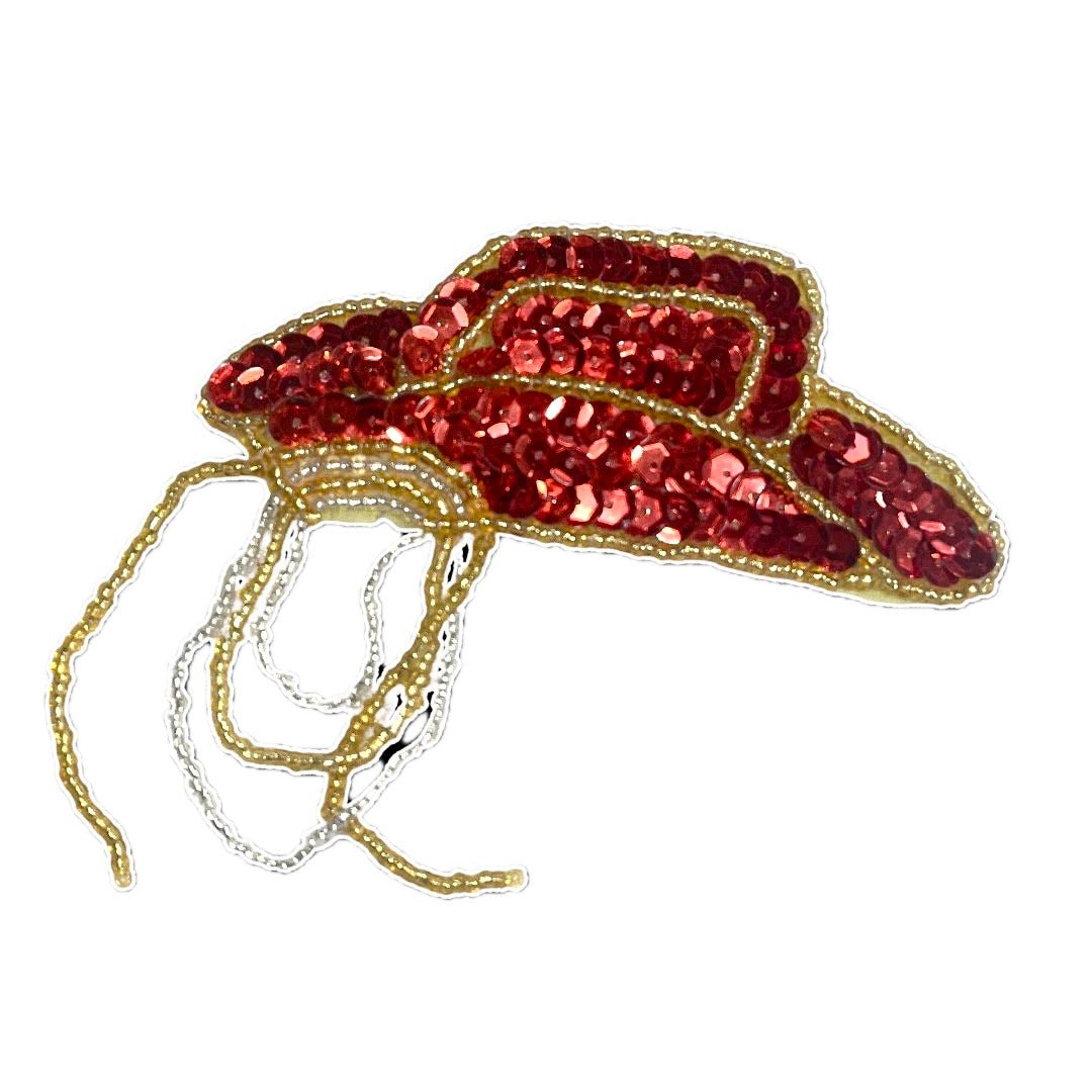 Red Cowboy Hat, Sequin Beaded 4"