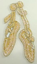 Load image into Gallery viewer, Ballet Slippers Cream Colored Sequins 3.5&quot; x 7&quot; - Sequinappliques.com