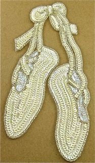 Ballet Slippers Large White 9.5" x 6" - Sequinappliques.com