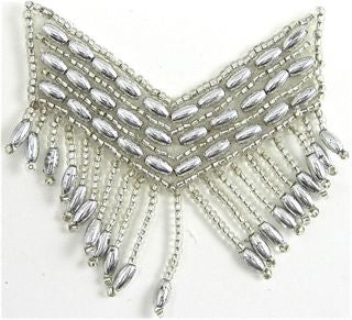 Epaulet - Silver Beaded 2.5" x 2.5"