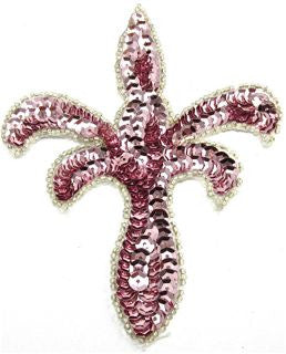 Fleur de lis Pink Sequin 5" x 4"
